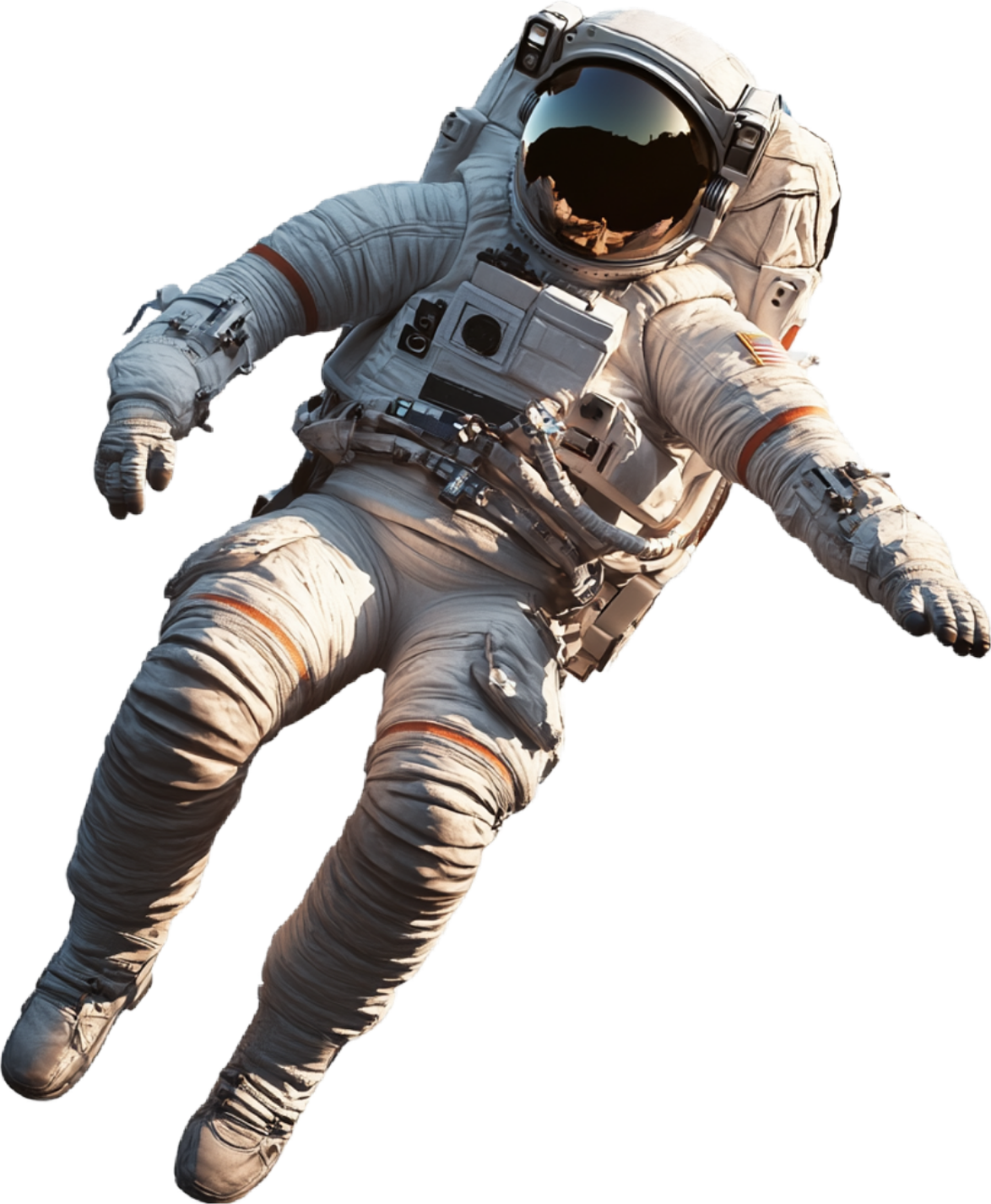 Floating astronaut in spacesuit
