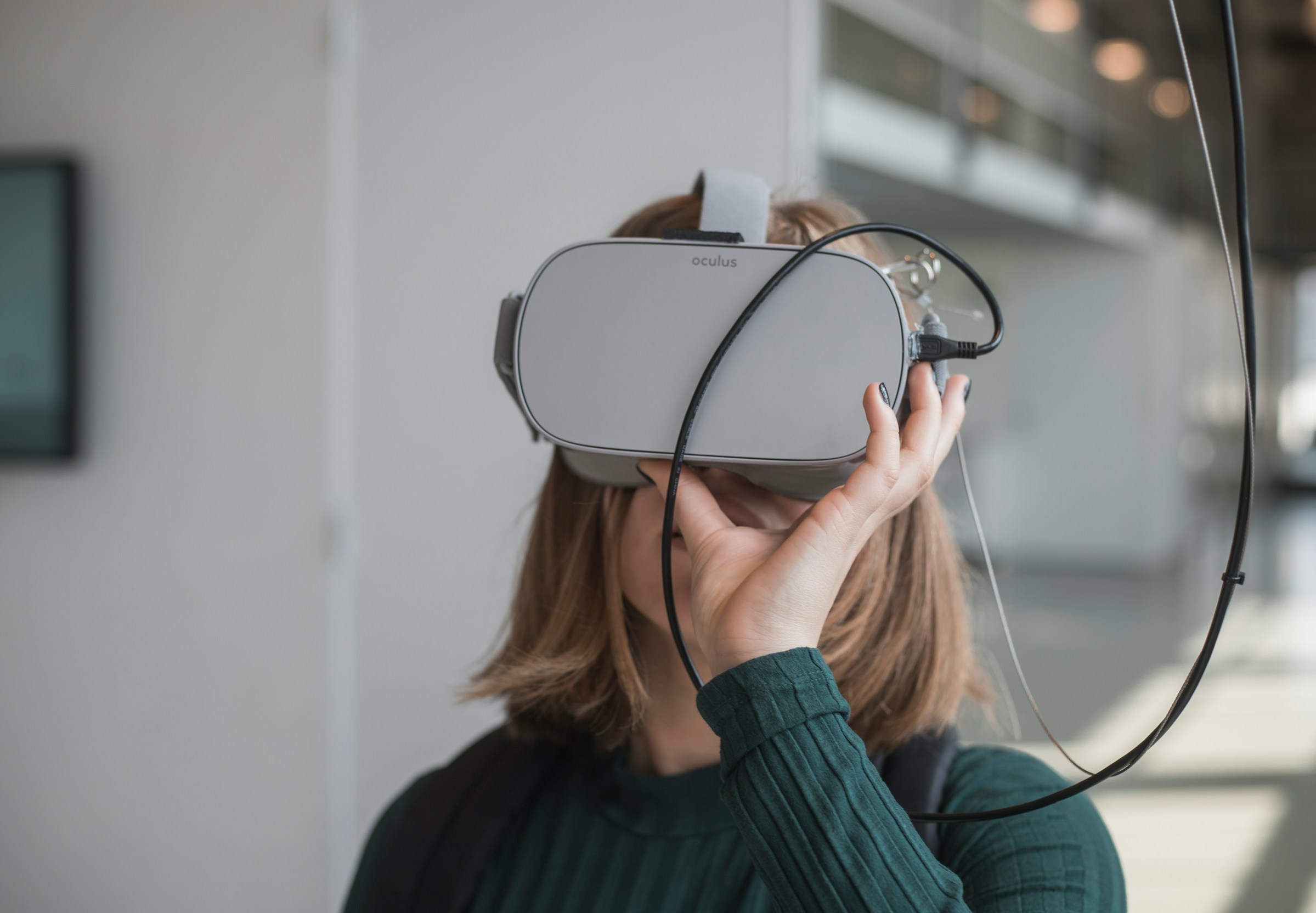 Woman using VR headset