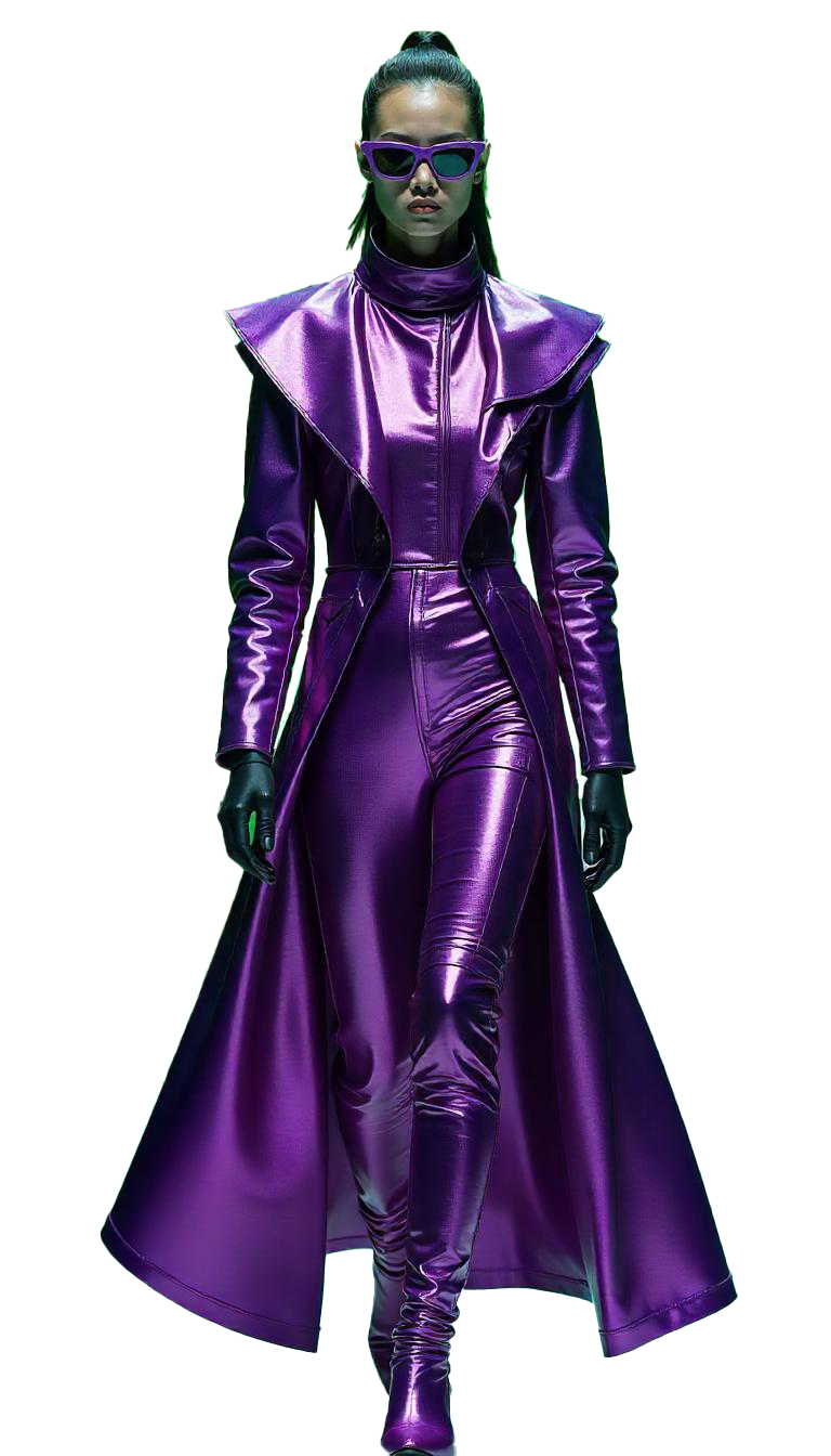 Futuristic character in purple outfit